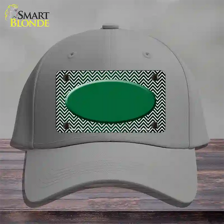 Green White Small Chevron Oval Oil Rubbed Novelty License Plate Hat Cotton / Gray