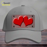 Red White Small Chevron Hearts Oil Rubbed Novelty License Plate Hat Cotton / Gray