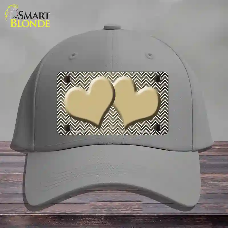 Gold White Small Chevron Hearts Oil Rubbed Novelty License Plate Hat Cotton / Gray