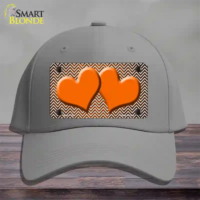 Orange White Small Chevron Hearts Oil Rubbed Novelty License Plate Hat Cotton / Gray