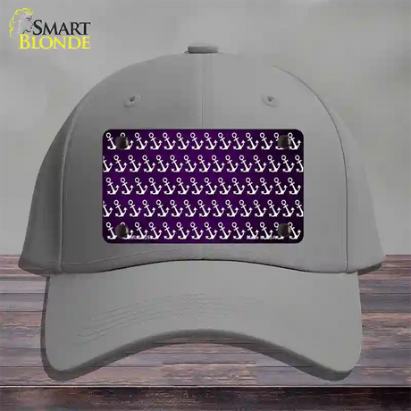 Purple White Anchor Oil Rubbed Novelty License Plate Hat Cotton / Gray