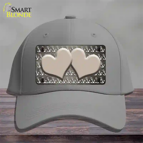 Tan White Anchor Hearts Oil Rubbed Novelty License Plate Hat Cotton / Gray