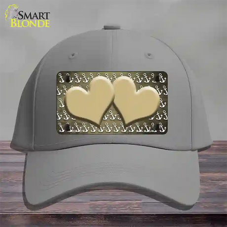 Gold White Anchor Hearts Oil Rubbed Novelty License Plate Hat Cotton / Gray