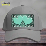 Mint White Anchor Hearts Oil Rubbed Novelty License Plate Hat Cotton / Gray