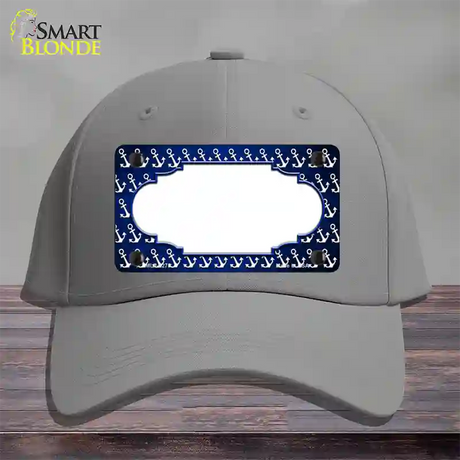 Blue White Anchor Scallop Oil Rubbed Novelty License Plate Hat Cotton / Gray