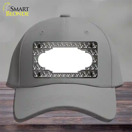 Gray White Anchor Scallop Oil Rubbed Novelty License Plate Hat Cotton / Gray