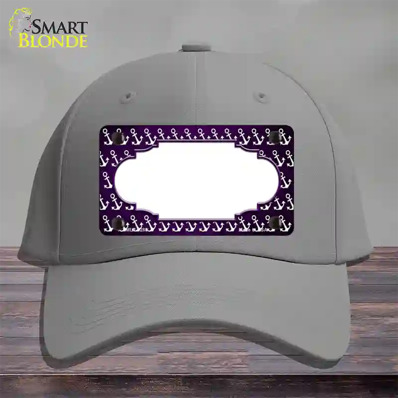 Purple White Anchor Scallop Oil Rubbed Novelty License Plate Hat Cotton / Gray