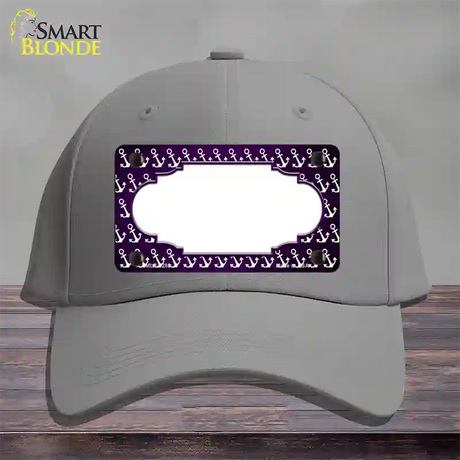 Purple White Anchor Scallop Oil Rubbed Novelty License Plate Hat Cotton / Gray