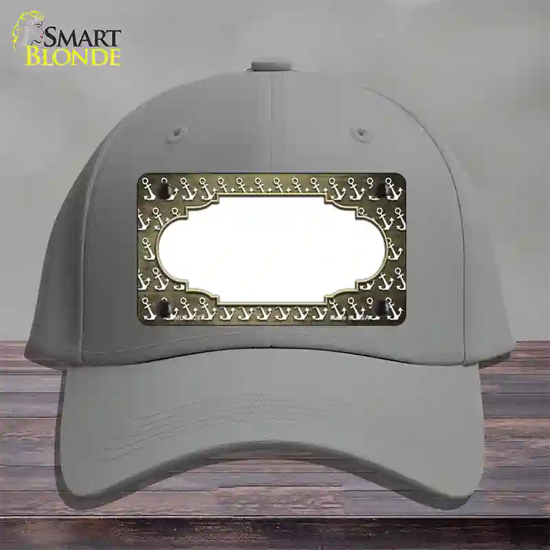 Gold White Anchor Scallop Oil Rubbed Novelty License Plate Hat Cotton / Gray