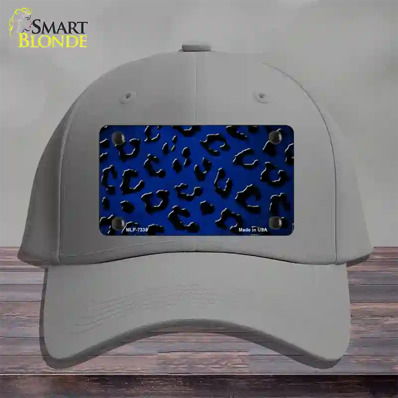 Blue Black Cheetah Oil Rubbed Novelty License Plate Hat Cotton / Gray