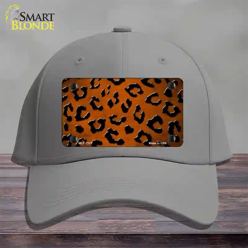 Orange Black Cheetah Oil Rubbed Novelty License Plate Hat Cotton / Gray