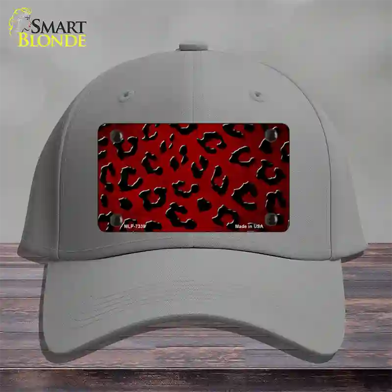 Red Black Cheetah Oil Rubbed Novelty License Plate Hat Cotton / Gray