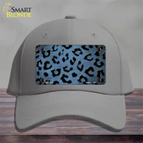 Light Blue Black Cheetah Oil Rubbed Novelty License Plate Hat Cotton / Gray