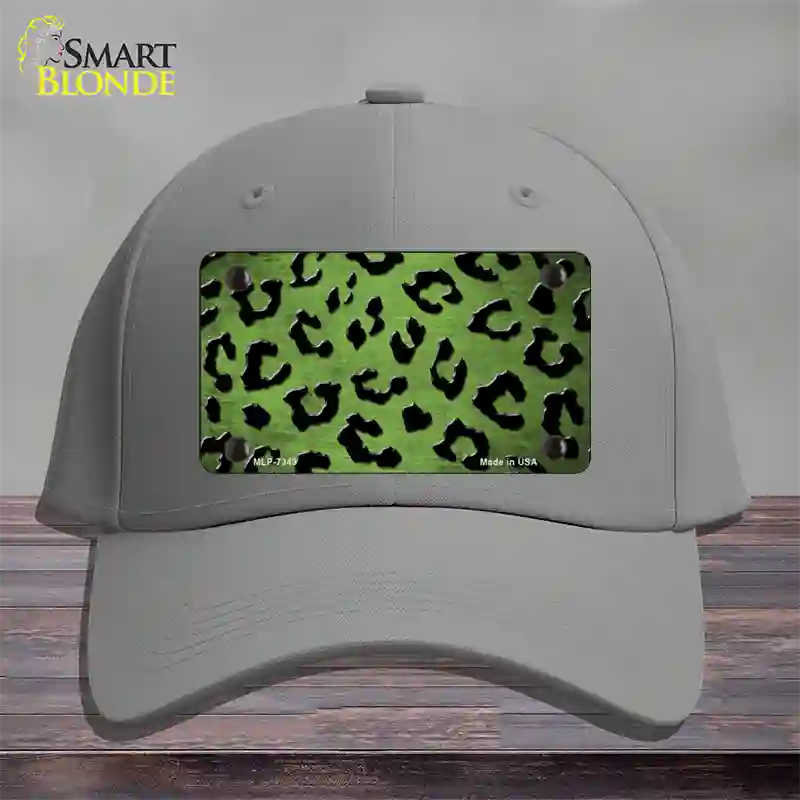 Lime Green Black Cheetah Oil Rubbed Novelty License Plate Hat Cotton / Gray