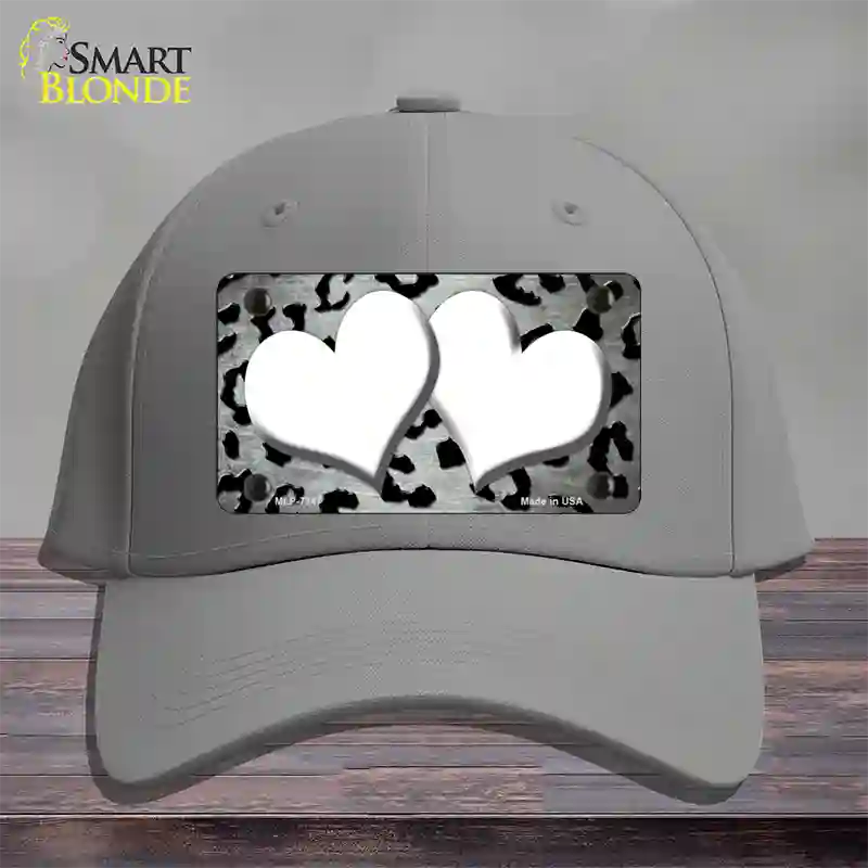 White Black Cheetah Hearts Oil Rubbed Novelty License Plate Hat Cotton / Gray