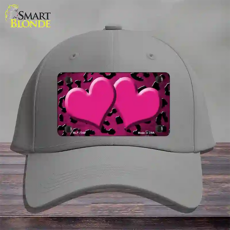 Pink Black Cheetah Hearts Oil Rubbed Novelty License Plate Hat Cotton / Gray