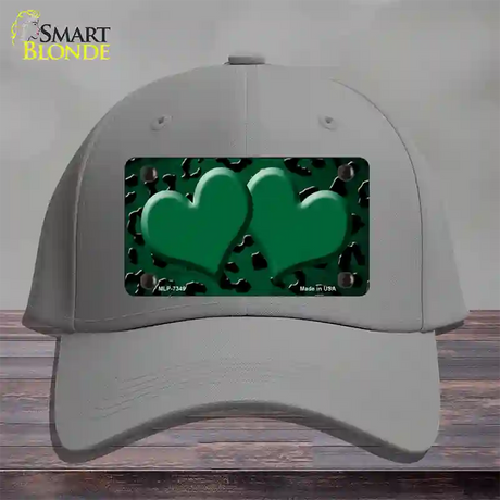 Green Black Cheetah Hearts Oil Rubbed Novelty License Plate Hat Cotton / Gray