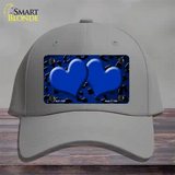 Blue Black Cheetah Hearts Oil Rubbed Novelty License Plate Hat Cotton / Gray