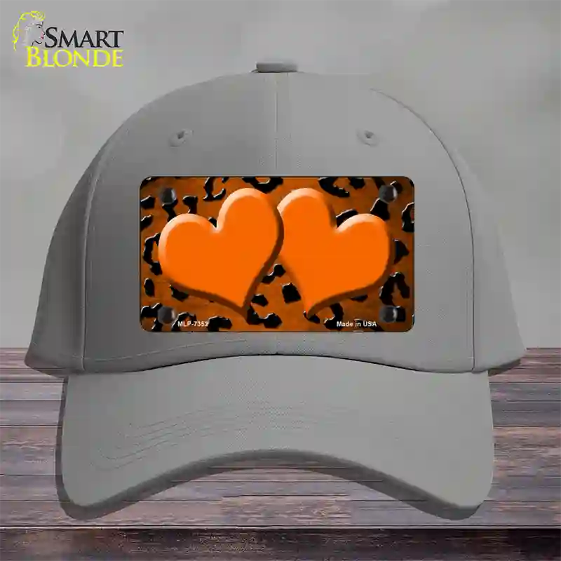 Orange Black Cheetah Hearts Oil Rubbed Novelty License Plate Hat Cotton / Gray