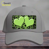 Lime Green Black Cheetah Hearts Oil Rubbed Novelty License Plate Hat Cotton / Gray