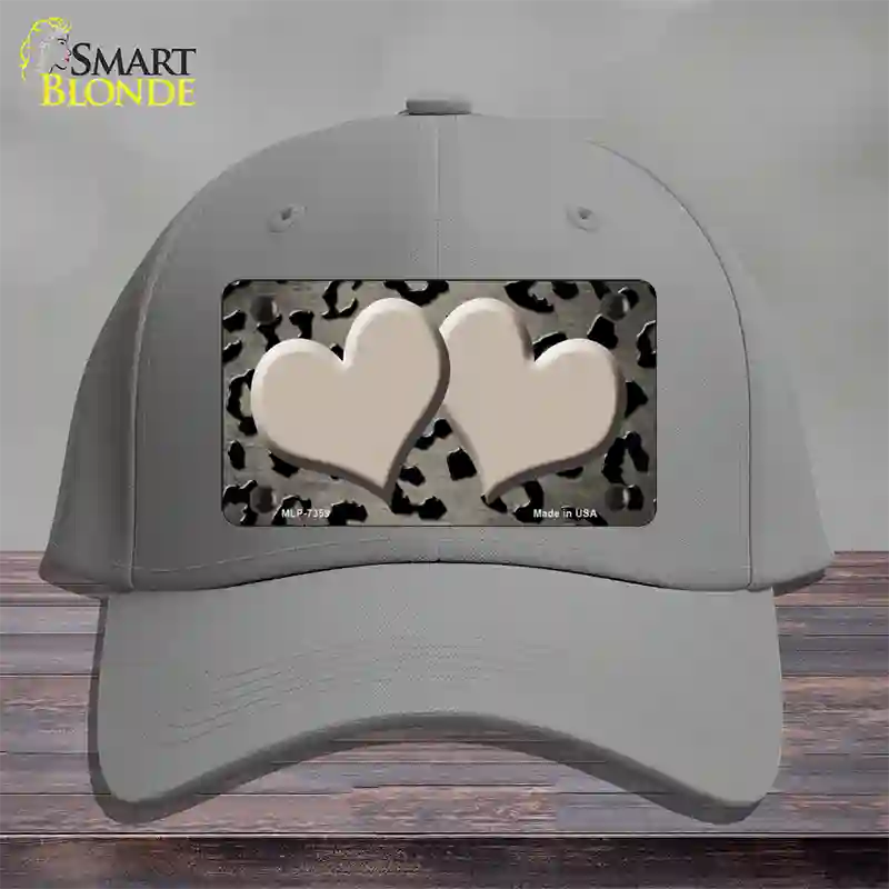 Tan Black Cheetah Hearts Oil Rubbed Novelty License Plate Hat Cotton / Gray