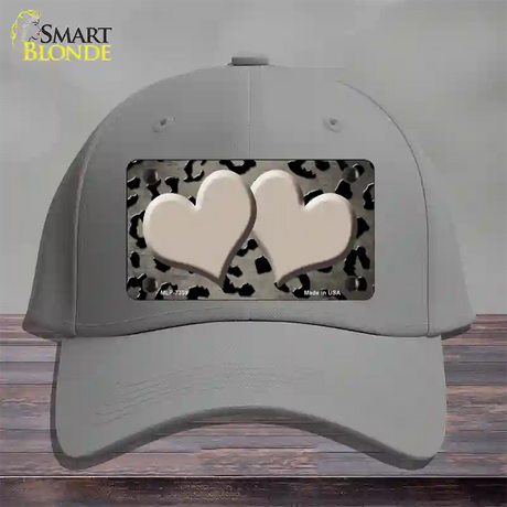 Tan Black Cheetah Hearts Oil Rubbed Novelty License Plate Hat Cotton / Gray