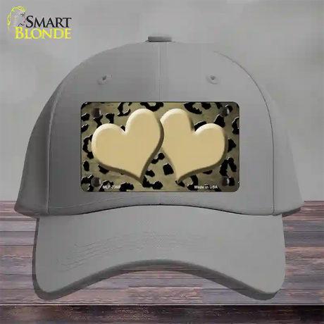 Gold Black Cheetah Hearts Oil Rubbed Novelty License Plate Hat Cotton / Gray