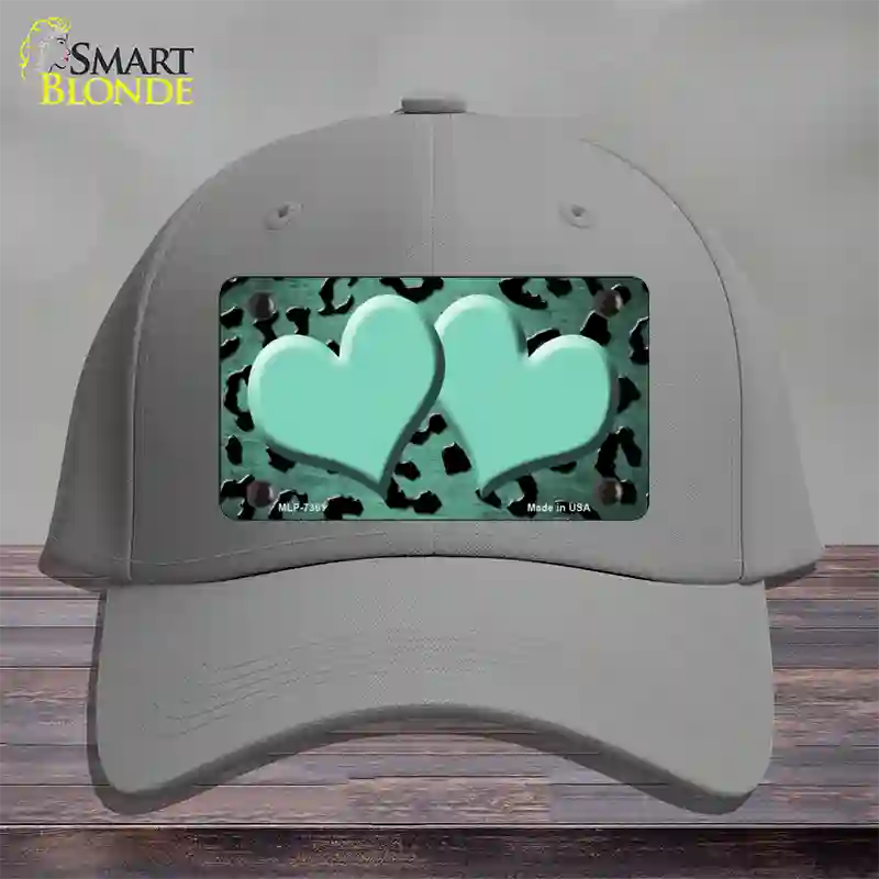 Mint Black Cheetah Hearts Oil Rubbed Novelty License Plate Hat Cotton / Gray