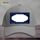 Blue Black Cheetah Scallop Oil Rubbed Novelty License Plate Hat Cotton / Gray