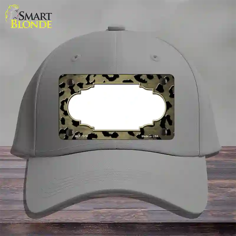 Gold Black Cheetah Scallop Oil Rubbed Novelty License Plate Hat Cotton / Gray