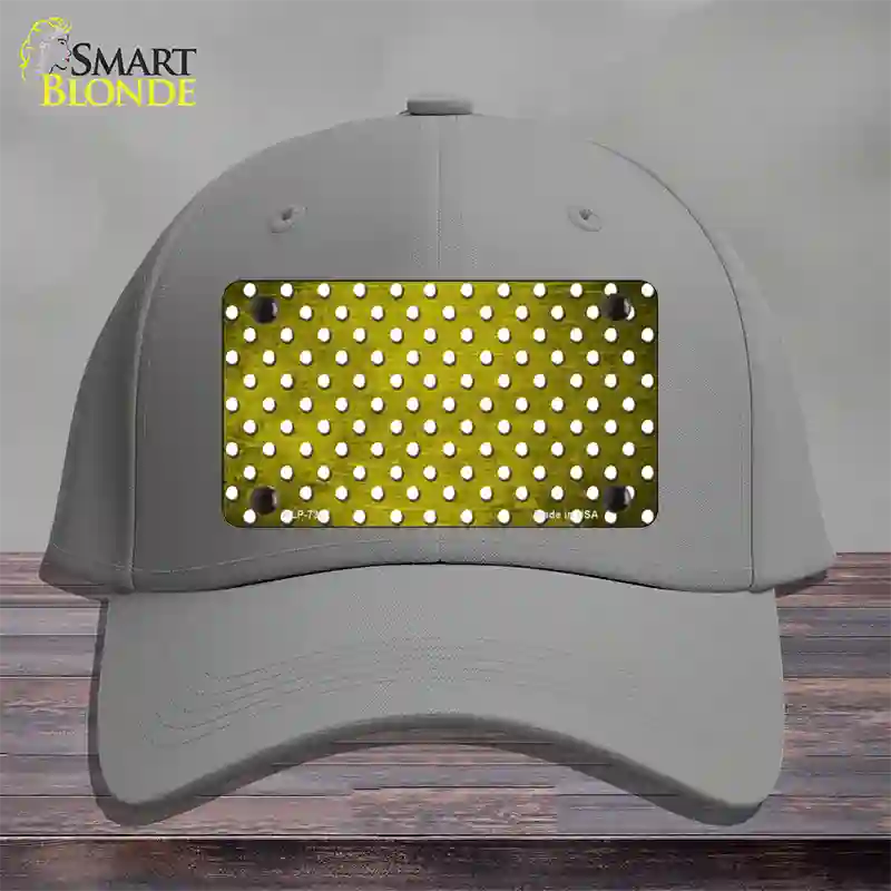 Yellow White Small Dots Oil Rubbed Novelty License Plate Hat Cotton / Gray