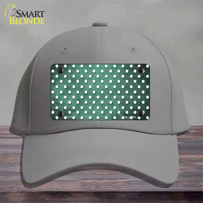 Mint White Small Dots Oil Rubbed Novelty License Plate Hat Cotton / Gray