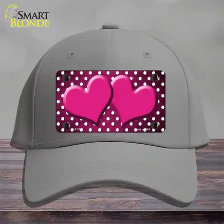 Pink White Small Dots Hearts Oil Rubbed Novelty License Plate Hat Cotton / Gray