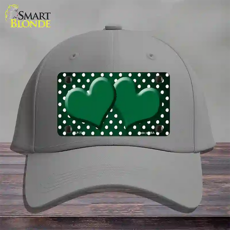 Green White Small Dots Hearts Oil Rubbed Novelty License Plate Hat Cotton / Gray