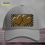 Brown White Small Dots Hearts Oil Rubbed Novelty License Plate Hat Cotton / Gray