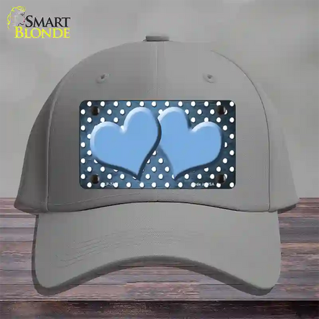 Light Blue White Small Dots Hearts Oil Rubbed Novelty License Plate Hat Cotton / Gray