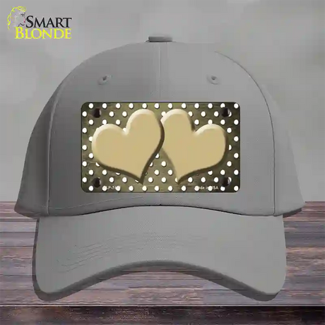 Gold White Small Dots Hearts Oil Rubbed Novelty License Plate Hat Cotton / Gray