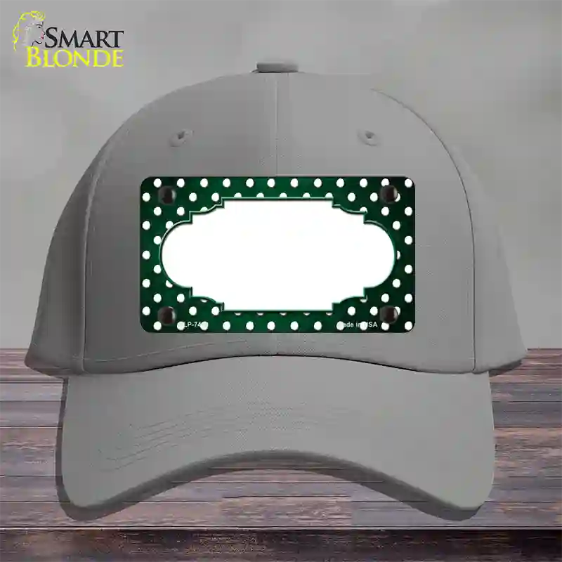 Green White Small Dots Scallop Oil Rubbed Novelty License Plate Hat Cotton / Gray