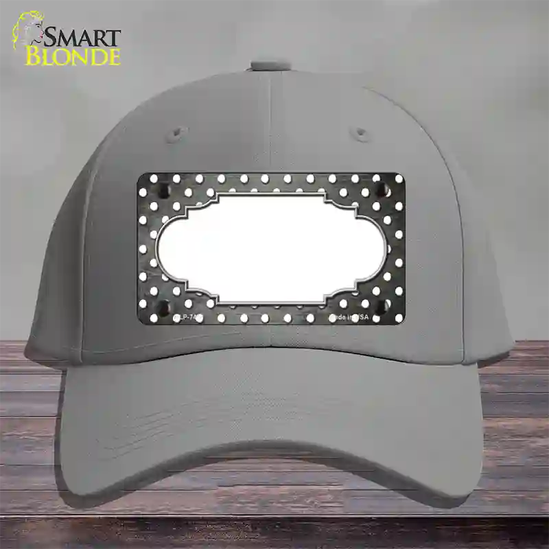 Gray White Small Dots Scallop Oil Rubbed Novelty License Plate Hat Cotton / Gray