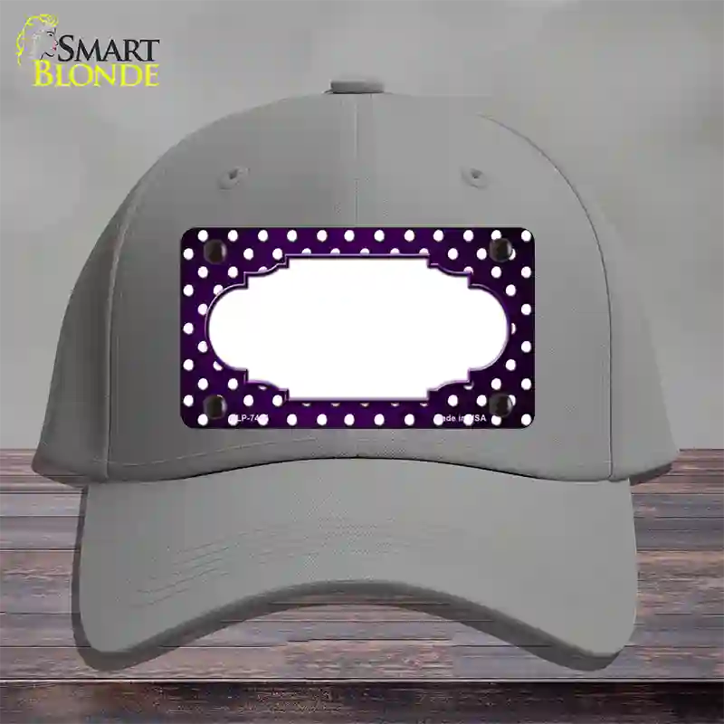 Purple White Small Dots Scallop Oil Rubbed Novelty License Plate Hat Cotton / Gray