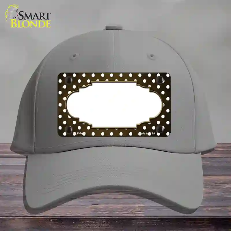 Brown White Small Dots Scallop Oil Rubbed Novelty License Plate Hat Cotton / Gray