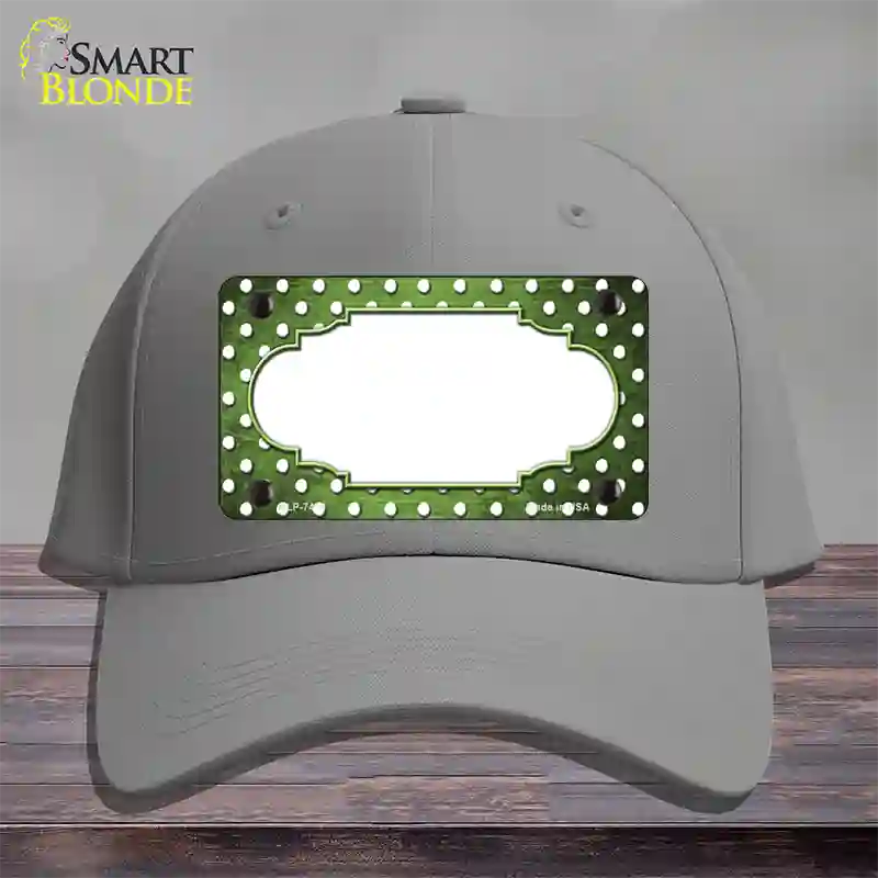 Lime Green White Small Dots Scallop Oil Rubbed Novelty License Plate Hat Cotton / Gray