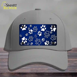 Blue White Paw Oil Rubbed Novelty License Plate Hat Cotton / Gray