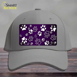 Purple White Paw Oil Rubbed Novelty License Plate Hat Cotton / Gray