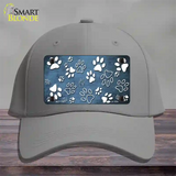 Light Blue White Paw Oil Rubbed Novelty License Plate Hat Cotton / Gray