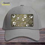 Gold White Paw Oil Rubbed Novelty License Plate Hat Cotton / Gray