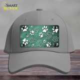 Mint White Paw Oil Rubbed Novelty License Plate Hat Cotton / Gray