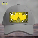 Paw Heart Yellow White Novelty License Plate Hat Cotton / Gray