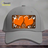 Paw Heart Orange White Novelty License Plate Hat Cotton / Gray