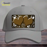 Paw Heart Brown White Novelty License Plate Hat Cotton / Gray